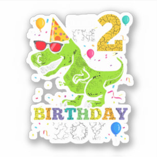 Kinder 2 Jahre alt 2 Geburtstag Junge T Rex Dinosa Aufkleber