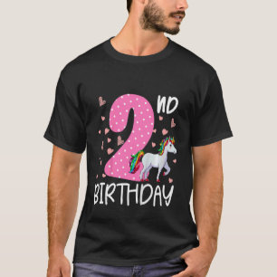 Kinder 2 Jahre alte Mädchen Einhorn 2. Geburtstag T-Shirt
