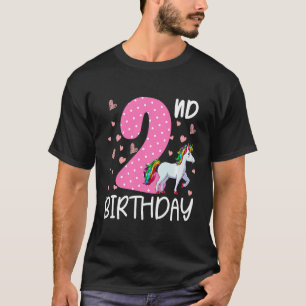 Kinder 2 Jahre alte Mädchen Einhorn 2. Geburtstag T-Shirt