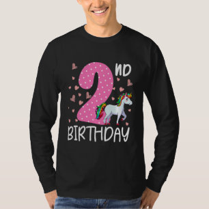 Kinder 2 Jahre alte Mädchen Einhorn 2. Geburtstag T-Shirt