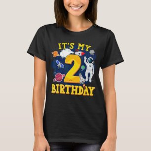 Kinder 2 Jahre alter Astronaut Weltraum 2. Geburts T-Shirt