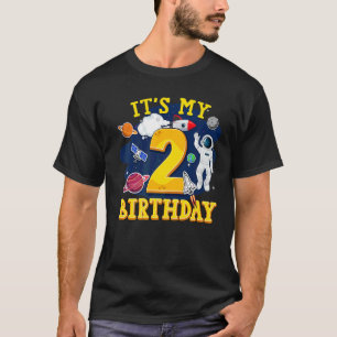 Kinder 2 Jahre alter Astronaut Weltraum 2. Geburts T-Shirt