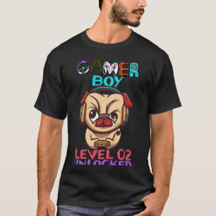 Kinder 2 Jahre alter Gamer Boy Stufe 2 Entsperrter T-Shirt