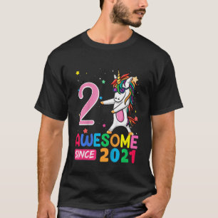 Kinder 2 Jahre Junge Teens Einhorn 2. Geburtstag T-Shirt