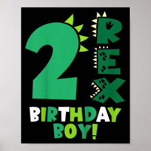 Kinder 2 Rex Geburtstagsjunge Zwei Rex Dinosaurier Poster