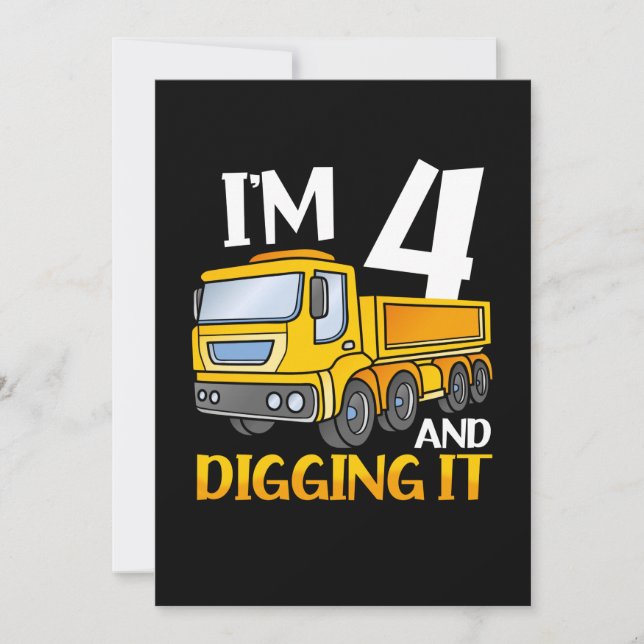 Kinder 3 4 Jahre 4 Jahre Baujunge 4 Jahre 4 Jahre Einladung (Vorderseite)