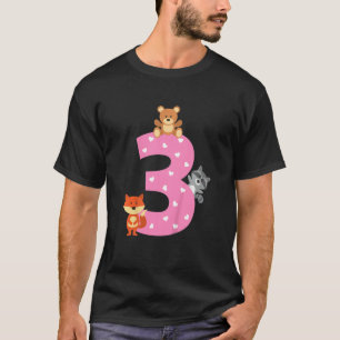 Kinder 3 dritte Geburtstagspartei Fox Raccoon Tedd T-Shirt
