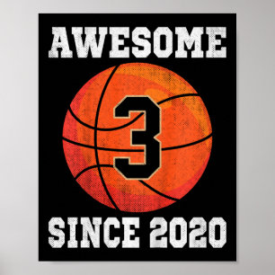 Kinder 3 Geburtstag Basketball Lover 3 Jahre alter Poster