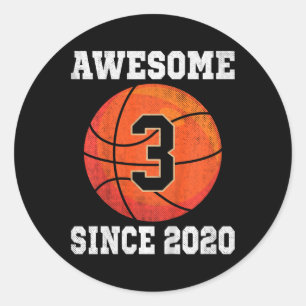 Kinder 3 Geburtstag Basketball Lover 3 Jahre alter Runder Aufkleber