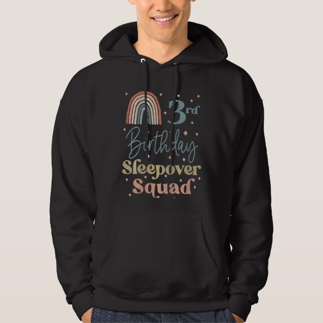 Kinder 3. Geburtstag Boho Rainbow Sleepover Squad  Hoodie (Vorderseite)