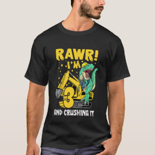 Kinder 3. Geburtstag Dinosaurier Bauwagen 3 Jahre T-Shirt