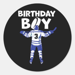 Kinder 3. Geburtstag Eishockey 3 Jahre alter Klein Runder Aufkleber