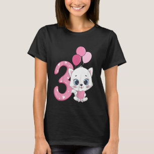 Kinder 3. Geburtstag Kitten Ballon Katze Themed Bi T-Shirt