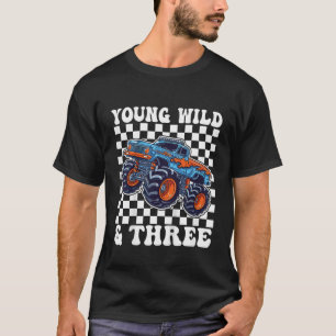 Kinder 3. Geburtstag Monster Truck Jung Wild Und W T-Shirt