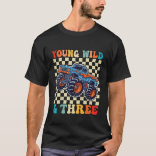 Kinder 3. Geburtstag Monster Truck Jung Wild Und W T-Shirt