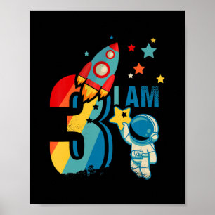 Kinder 3. Geburtstag Weltraum Astronaut I bin 3 Poster