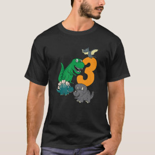 Kinder 3 Jahre alt Dino Dinosaurier 3. Geburtstag T-Shirt