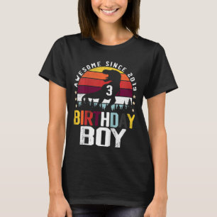 Kinder 3 Jahre alt Geburtstag Dinosaurier Rex Jung T-Shirt