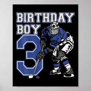 Kinder 3 Jahre alte Eishockey-Themen-Geburtstagsfe Poster