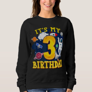 Kinder 3 Jahre alter Astronaut Weltraum 3. Geburts Sweatshirt