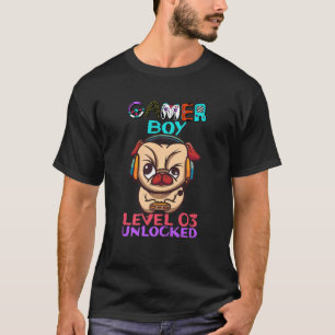 Kinder 3 Jahre alter Gamer Boy Stufe 3 Entsperrter T-Shirt