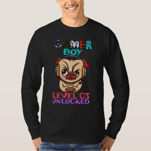 Kinder 3 Jahre alter Gamer Boy Stufe 3 Entsperrter T-Shirt