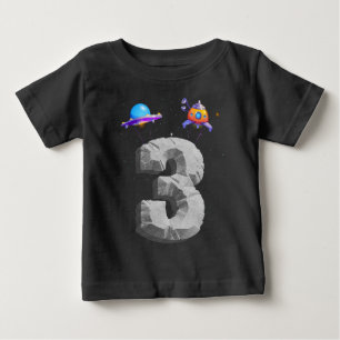 Kinder 3 Jahre Junge Astronautin gibt Spaziergang Baby T-shirt