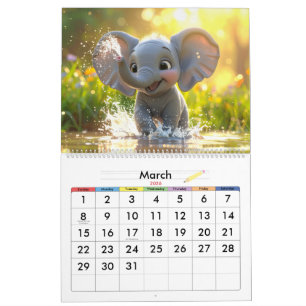 Kinder 3D Cartoon-Tierkalender – Lustig & Cute Kalender