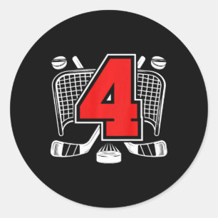 Kinder 4. Eishockey-Geburtstag 4 Jahre alter Eisho Runder Aufkleber