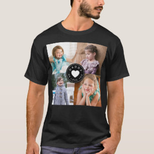Kinder 4 Fotocollage Papa Wir lieben Dich Herz T-Shirt