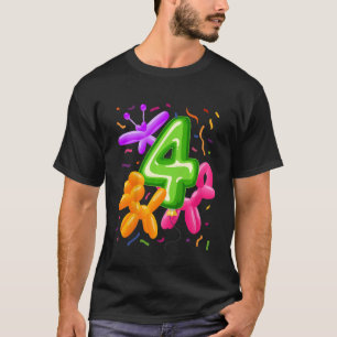 Kinder 4. Geburtstag Ballon Tiere Ballon Themenrau T-Shirt