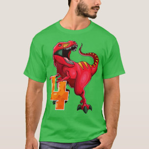 Kinder 4. Geburtstag Dino T Rex 4 Jahre alter Dino T-Shirt