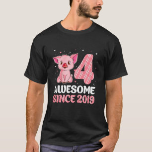 Kinder 4 Geburtstag für Mädchen Schwein Phantastis T-Shirt