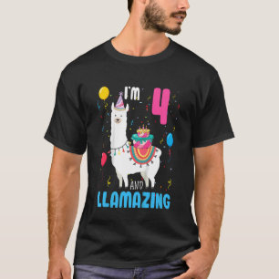 Kinder 4. Geburtstag Ich bin 4 Jahre alt und Llama T-Shirt