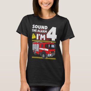 Kinder 4. Geburtstag Junge Feuerwehr LKW 4 Vierjäh T-Shirt