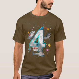 Kinder 4. Geburtstag Jungen Hai 4 Jahre alter Ozea T-Shirt