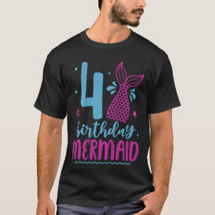 Kinder 4 Geburtstag Meerjungfrau 4 Jahre Altes Mäd T-Shirt