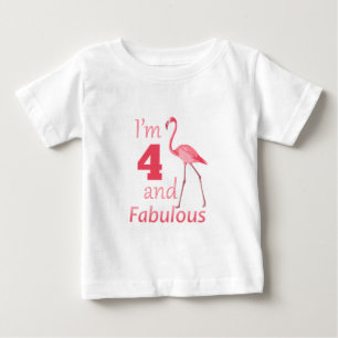 Kinder 4. Geburtstag Niedlich rosa Flamingo Baby T-shirt