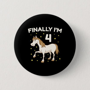 Kinder 4. Geburtstag Party Reiten Reiten Reiten Ri Button