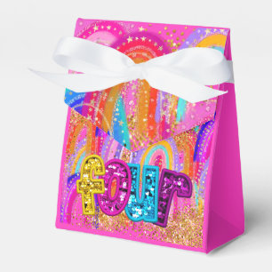 Kinder 4. Geburtstag Regenbogen Glitter Geschenkbo Geschenkschachtel