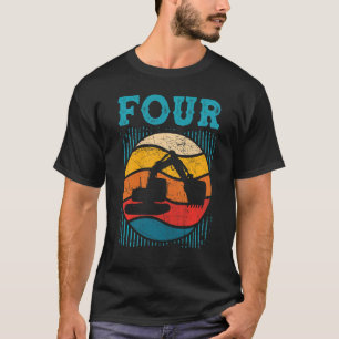Kinder 4. Geburtstag Retro Bagger Bau Veh T-Shirt