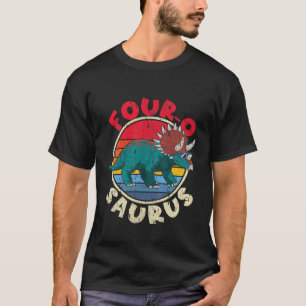 Kinder 4. Geburtstag Vier Jahre Saurus I Tricerato T-Shirt