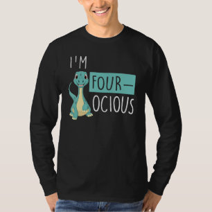 Kinder 4. Geburtstag Vier köstliche Dinosaurier Pa T-Shirt