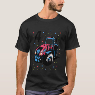 Kinder 4. Geburtstag Vierjähriger Ractor Digger T-Shirt