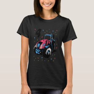 Kinder 4. Geburtstag Vierjähriger Ractor Digger T-Shirt