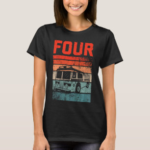 Kinder 4 Jahre alt 4. Geburtstag Junge Feuerwehrfe T-Shirt