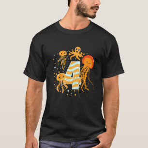 Kinder 4 Jahre alt 4. Geburtstag Party Meer Fisch  T-Shirt