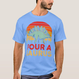 Kinder 4 Jahre alt 4. Geburtstag Stegosaurus Dinos T-Shirt