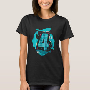Kinder 4 Jahre alt 4. Geburtstagsfeier Meer Fisch T-Shirt