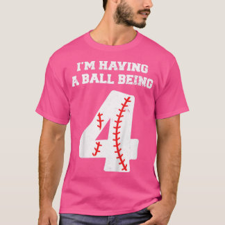 Kinder 4 Jahre alt Baseball Geburtstag 4. Geburtst T-Shirt
